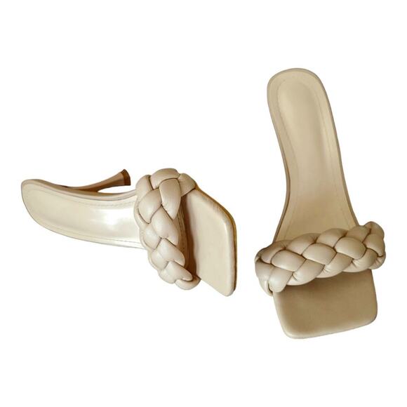 Ashley Braided Toe Strap Mule Heel Slide On‎ Sandals - Picture 3 of 8